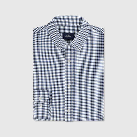 The Everywear Shirt Standard Length in Micro Check worn for everyday versatility.