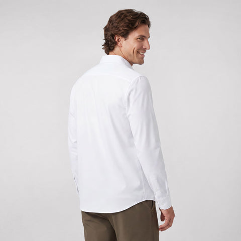 Back view of the Everywear Shirt Shorter Length in True White.