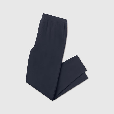 Midnight navy sweatpants folded flat against a light background.