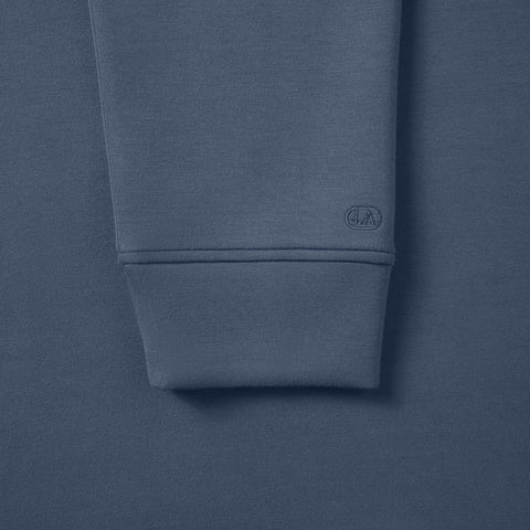 Detail of the Sandwash Crewneck in Tidal Blue fabric