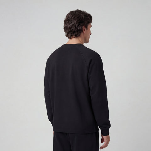 Back view of the Sandwash Crewneck in True Black.