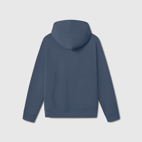 Man in the Sandwash Hoodie Tidal Blue in another lifestyle setting