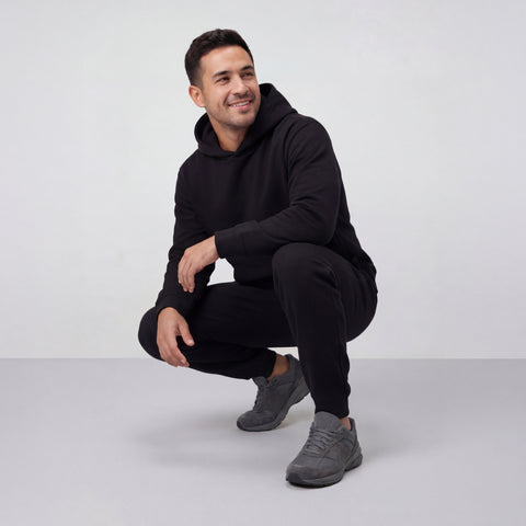 Man in Sandwash Jogger in True Black lifestyle setting