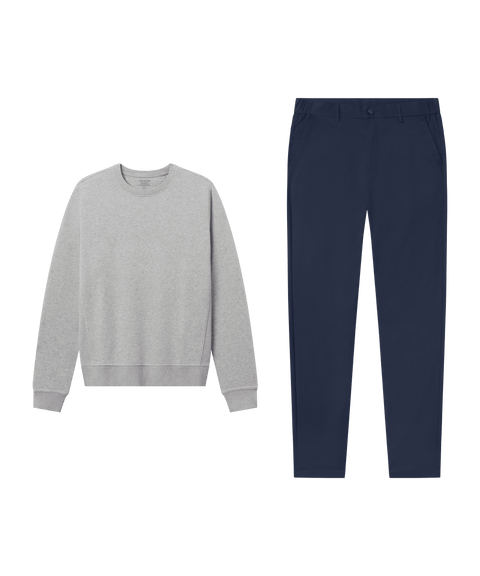 Reset Terry Crew Sweatshirt Heather Gray - Travel look