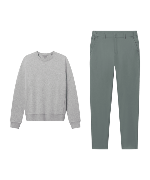 Reset Terry Crew Sweatshirt Heather Gray - Weekend look