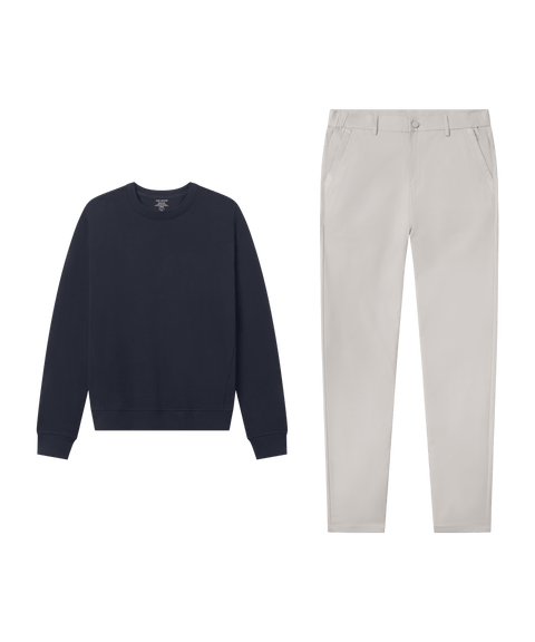 Reset Terry Crew Sweatshirt Midnight - Travel look