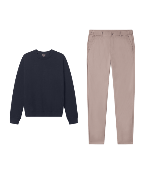 Reset Terry Crew Sweatshirt Midnight - Weekend look