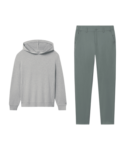 Reset Terry Hooded Sweatshirt Heather Gray - Weekend look