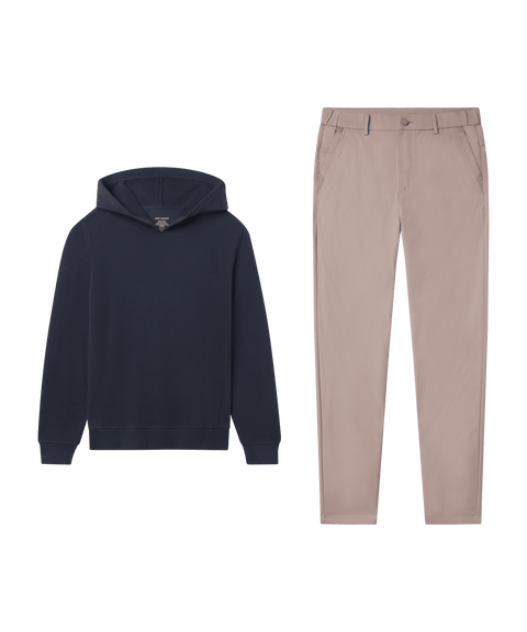 Reset Terry Hooded Sweatshirt Midnight - Weekend look