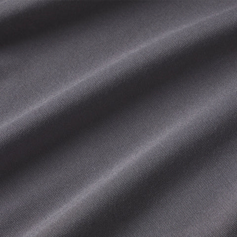 Detail view of the Anytime Tee in Charcoal Gray.