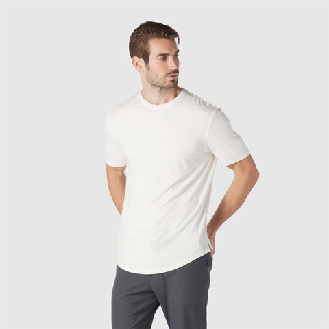 A man in the Anytime Tee, lifestyle moment
